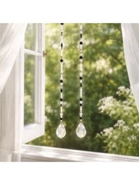Handmade Crystal Sun Catchers Set of 2 35 Inch Beaded Window Charms